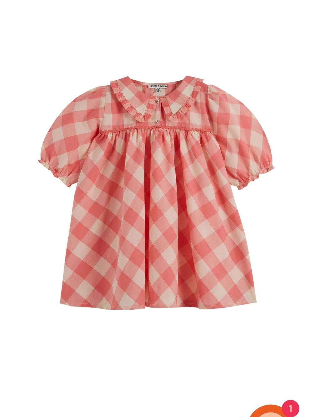 Emile et Ida Pink and White Gingham Girls' Dress